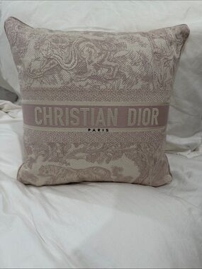 Dior Christian Dior Paris Toile Accent Pillow in Blush and Cream